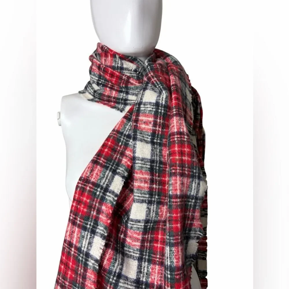 Old Navy Red and White Plaid Scarf One Size
